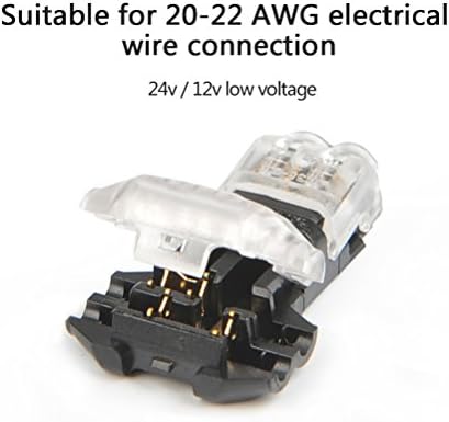 12 Pack Wire Connectors 2 Pin Low Voltage Electrical T Tap Quick Splice Wire Connectors Solderless Without Stripping for 20-22 AWG Electrical Wire Connection, Waterproof and dustproof