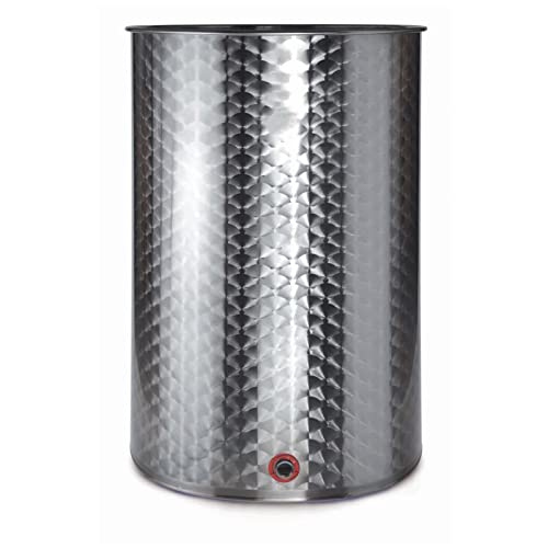 La zappa Botte in acciaio inox 18/10 per olio e vino Made in Italy (50, Bidone, Tappo, Rubinetto, Supp. galleggiante pneumatico, 1, Acciaio inox 18/10)