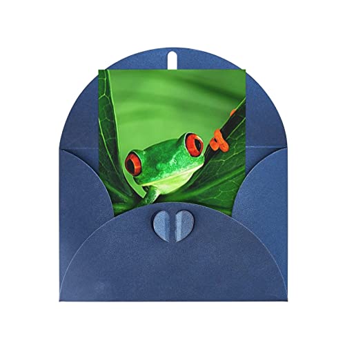 OCELIO Greeting Card For All Occasions - Blank Card With Envelope, Pearl Paper Holiday Greeting Card 4x6 Inchescute Frogblue