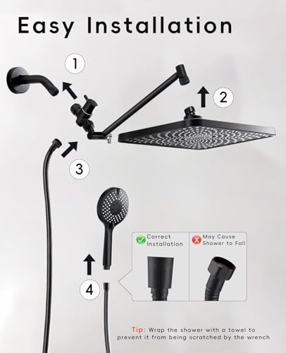 Rain Shower Head Starry Sky 12.2" High Pressure with Handheld Spray Combo — view 6