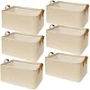 SNWDN 6 Paquete de Contenedores de Tela para Armario con Asas (Beige 15''L x 10.2''W x 8.2''H) 2