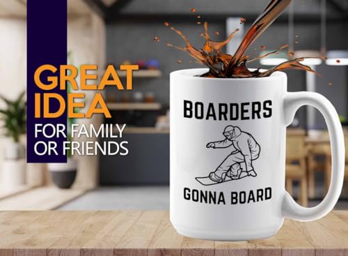 Luxe Gifting Snowboarder Coffee Mug 15oz White - gonna board - Snowboarder Cup Snowboarding Gift For Snowboard Lovers Snowboarder Son Snowboarder Daughter
