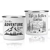 Camping Gifts for Men Enamel Mug, Cool Camping Coffee Cup 12oz, Lightweight and Durable Camp Mug for Outdoor Adventures, Unique Camper Gifts for Men, Funny Gifts for Camping Lovers
