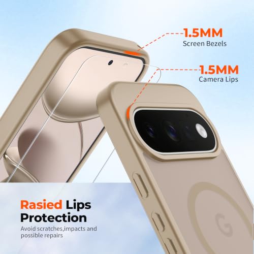 Image of SUPFINE Magnetic for Google Pixel 11 Pro XL Case - Pink Gold | With Screen Protector,Translucent Matte,Built-in Magnets,Military Grade Drop Protection,Shockproof Phone Cover