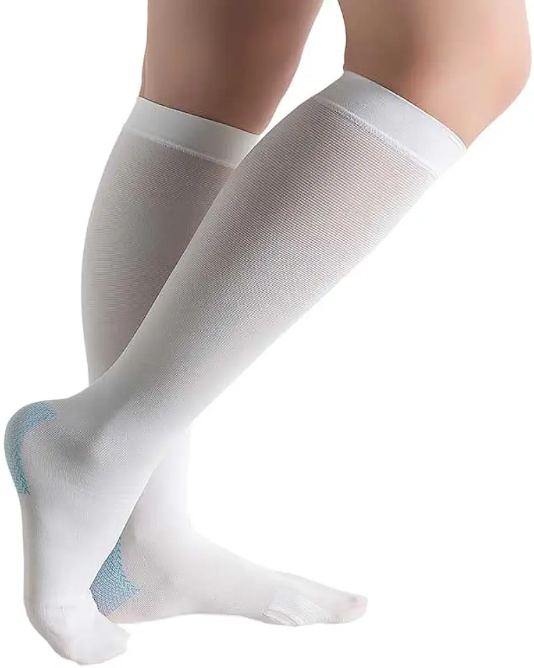 Meia Compressão 3/4 Antitrombo Pé Aberto Sem Ponteira Branca