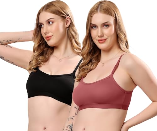 Image of London Hills Women's Cotton Sports Bra for Women Solid Bra Wireless & Non Padded Full Coverage Soft Hold Straps Super Combed Cotton Elastane Stretch Full Coverage Slip-On Active Bra