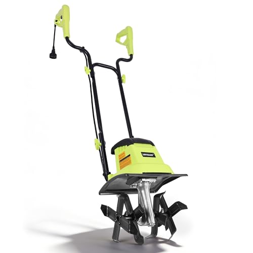 LOVTILLER 12 Inch Small Electric Corded Garden Tiller Cultivator 8.5 AMP Power Rototiller for Gardening