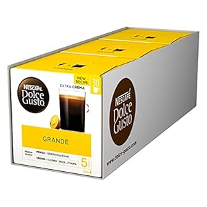 NESCAFÉ Dolce Gusto Caffe Crema Grande, XXL-Vorratsbox, 90 Kaffeekapseln, 100% Arabica Bohnen, feinste Crema und kräftiges Aroma, Blitzschnelle Zubereitung, 3er Pack (3 x 30 Kapseln)