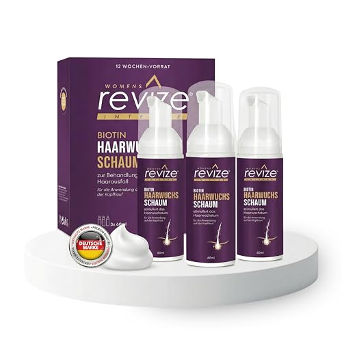 REVIZE Womens Haarschaum zur Stimulation des Haarwachstums 3 x 60 ml - gegen Haarausdünnung & für spürbar volleres Haar - angereichert mit Biotin & Aloe Vera - 3-Monats-Kur für Frauen