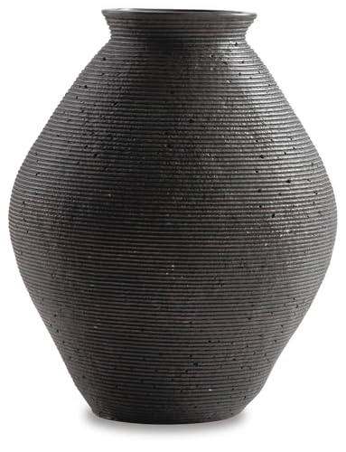 Signature Design by Ashley Hannela 12" Modern Distressed Polyresin Vase, Antique Brown