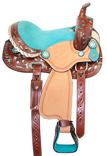 image for Acerugs Kids Quarter Horse Saddle Teal Pink Black Crystal Show Western