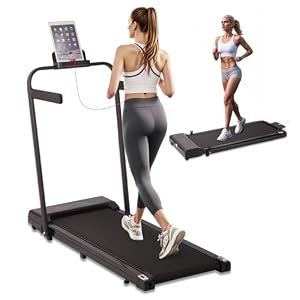 Lishetimig Folding Treadmill Walking Pad, Treadmills with Handle, 3 in 1 Under Desk Treadmill, Running Machine Portable Compact with LED Display, 265LBS Capacity for Home Office