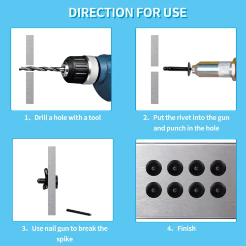 Jiozermi 60 Pcs Aluminum Blind Rivets, 3/16” x 1” Pop Rivets Assortment, Black - Thumbnail 5