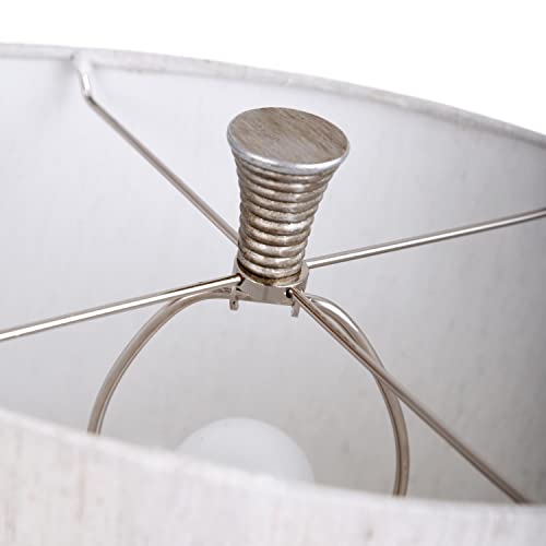 Stylecraft Home Collection L317850Ds Haverhill - One Light Textured Coil Banded Table Lamp, Wood/Silver Finish With Oatmeal Shade #TOP5
