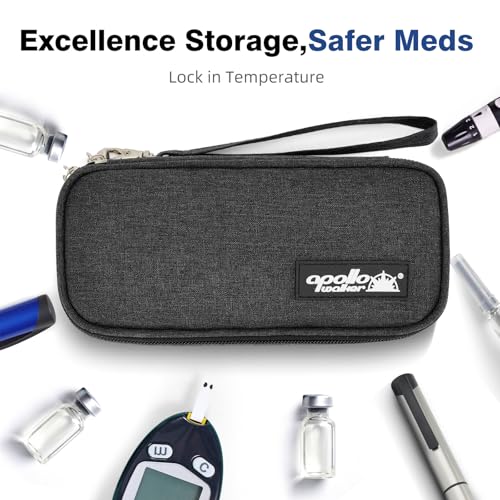 Image of apollo walker Insulin Cooler Travel Case with Ice Packs and Insulation | TSA Approved Includes 2 x 90g ice packs for 9-hour cooling insulin pens & syringes for Diabetics to Carry (Black)