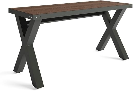 NBF Credenza - 72" W x 24" D Weathered Oak Top/Charcoal Base - Heavy Duty Chair, Sturdy Industrial Loft Chair, Ideal for Office and Home Spaces