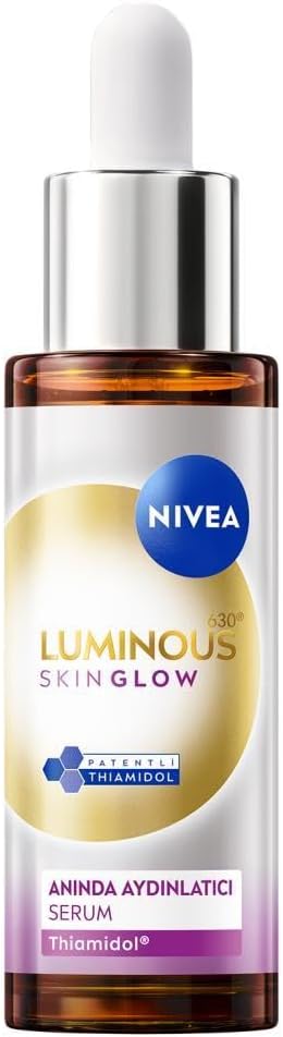 NIVEA Luminous630 Skin Glow Anında Aydınlatıcı Serum, 30 ml, Eşit Cilt Tonu,Nemlendirme,Leke Karşıtı Thiamidol,Niasinamid,Aloe Vera