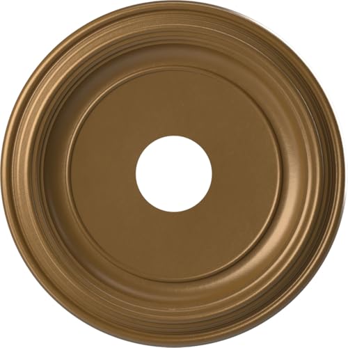 16"OD x 3 1/2"ID x 1 3/8"P Traditional Thermoformed PVC Ceiling Medallion (Fits Canopies up to 9 1/2"), Metallic Gold Rush