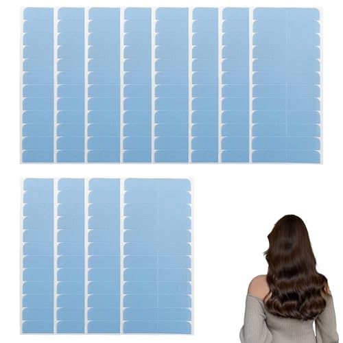 Fadbuds 144 Pezzi Nastro Biadesivo Extension Adesive Capelli, Estensioni dei Capelli del Nastro, Biadesivo Extension Capelli Parrucche Colla, Nastri di Ricambio per Extension per Capelli Tape-In Blu