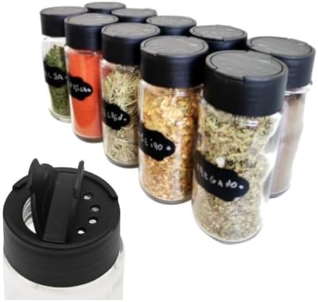 Kit 12 Potes de Temperos Condimentos de Vidro + Etiquetas Lousa