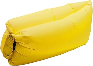 CUTSUGOK Tumbona inflable con bolsa de transporte impermeable para camping, playa, parque, piscina, senderismo, color amarillo