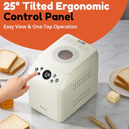 Davivy Bread Maker | 20-in-1 Programmable Bread Machine with PFAS-FREE Ceramic Pan, Dual Heaters, Quiet Motor, 3 LB, Stainless Steel Homemade Bread Maker with Oven Mitts by Davivy - Used condition - Image 4