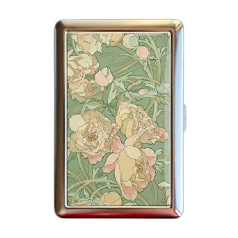 Vintage Green Floral Peach Nouveau Cigarette Case Wallet