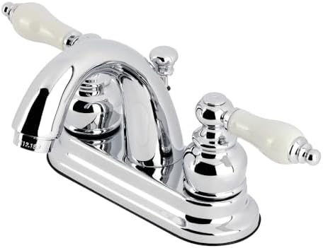 Kingston Brass KB160LP Vista Twin Canopy Maniglie 4 Inch Centerset Lavatory Rubinetto Senza Pop-up, Cromato Lucido, 4-Inch Center