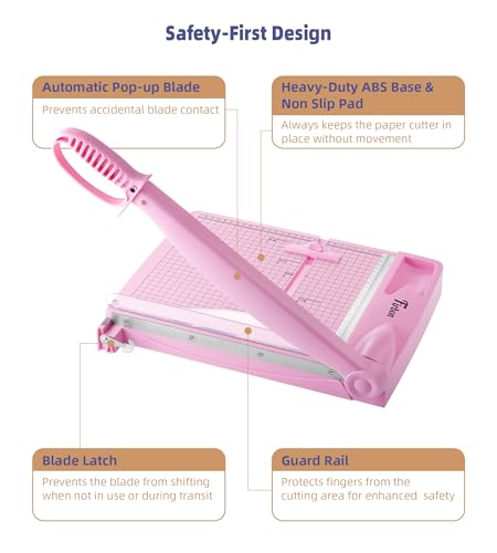 Image of Firbon 12 inch Guillotine Paper Cutter, Heavy Duty 30-Sheet Capacity Trimmer for Cardstock, Photos, Scrapbooking, Office, Classroom, Studio (Pink)