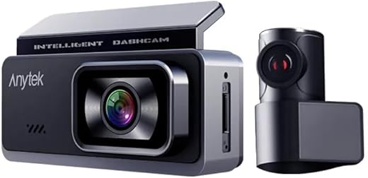 Anytek T1-Pro Dual Dash Cam Front and Rear Camera 2K + 1080P, 3.2 Inch IPS Display, WiFi App Control, Night Vision with WD