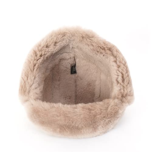 Mumcu's Leather Sheepskin Trapper Aviator Russian Ushanka Bomber Fur Winter Earflap Hat (Medium, Camel) #TOP4