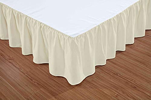 Cotton Magneto 800-Thread Count 100% Organic Cotton Super Soft 1-Piece Dust Ruffle Solid Bed Skirt 12" Inch Drop Length (Queen,Ivory) #TOP1