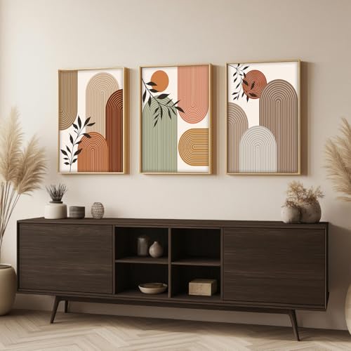Image of ARTELLY Boho wall Art Paintings Modern Art Framed Wall Painting for Living Room Bedroom - Wall Posters | Paintings with Frame Set of 3 (Boho 4, 13x19 inch)