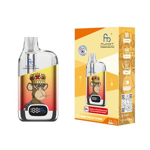 Tornado Box Pod Kit 800mAh E-Zigarette Akkuträger mit Digitalanzeige, Mesh Pod Refillable System, inkl. 0,9 Ohm wiederbefüllbares Leerpod, USB-C, Ohne Nikotin, Ohne Liquid (Yellow Red)
