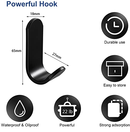 Bathroom Towel Hooks,Coat Hooks Wall Mounted,Over Door Hooks Without Drilling,Aluminum Robe Hooks-Black .（5 Pack） #TOP1