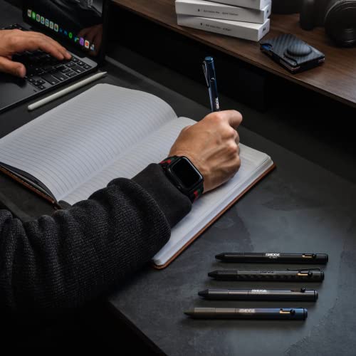 The Ridge Bolt Action Ballpoint Pen | Metal Retractable Compact Writing Instrument | Textured Grip & Internal Pressurized Refill | Burnt Titanium #TOP1