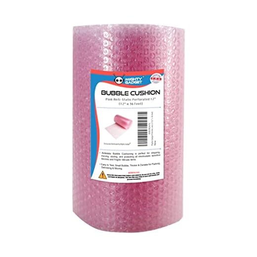 Mighty Gadget Pink Anti-Static Bubble Cushioning Wrap Roll 12 in x 36 feet for Moving & Packaging with Perforated Line Every 12"(12” x 36 feet)