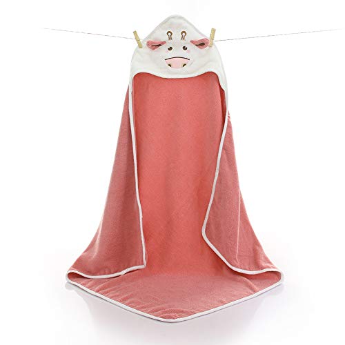 Poncho con Capucha para Bebé Toalla de Baño con Capucha 100% Algodón 90x90cm Gran Absorbente Suave y Esponjoso para Recién Nacidos Niños Niñas (Rojo)