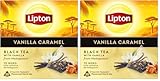 Lipton Schwarztee Vanilla Caramel, mit Vanille aus Madagaskar und Karamellflocken, für einen Moment der puren Zufriedenheit, Pyramidenbeutel, 20 Stück (Packung mit 2)