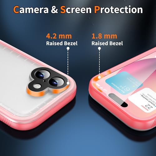 Cozycase TOP Military IP68 Waterproof Case for iPhone 17 - Heavy Duty 360 Shockproof Full Body with Screen Camera Protector Double Water Dust Drop Proof Hard Rugged Tough Bumper Front Back Cover Pink by Cozycase - Image 6