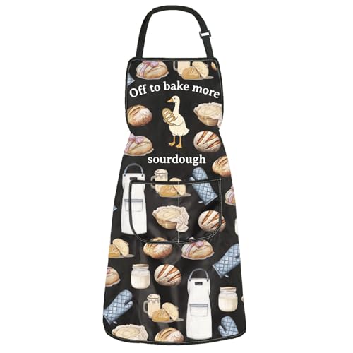 Image of Sourdough Baker Goose Kitchen Apron Off To Bake More Sourdough Apron With Pocket Homemaker Homesteader Gift (Sourdough Goose Apron)