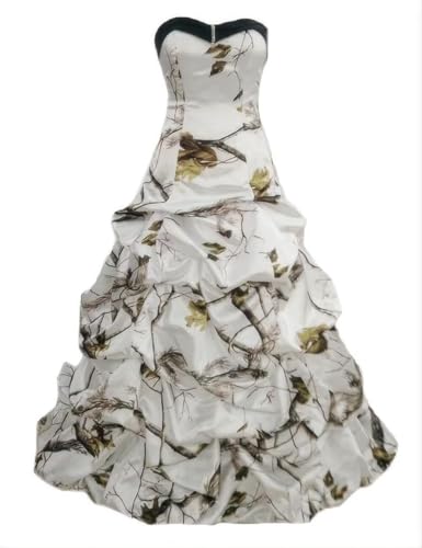 YJNXHN Women's White Camouflage Sweetheart Wedding Dresses for Bride Satin Bridal Ball Gown 20 7-12