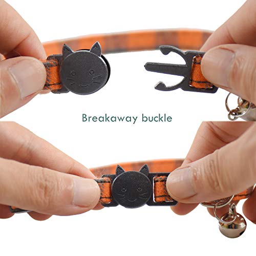 Image of Breakaway cat Collars with Bell, Set of 3, Durable & Safe Cute Kitten Collars Safety Adjustable Kitty Collar for Cat Puppy 7.5-11in (Black,Blue,Orange)