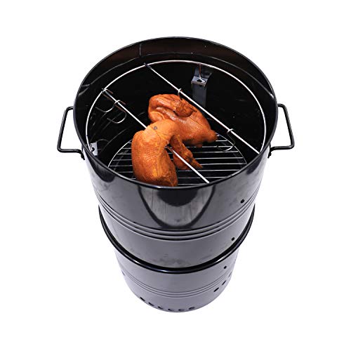 Cmi Vertical Charcoal Smoker Grill 18 Inch, Heavy Duty Round Bbq Grill Multi-Function Barrel Grill For Outdoor Cooking, Black #TOP3