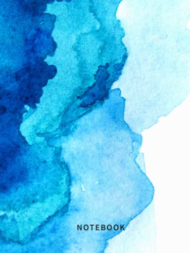 Notebook: Lined Notebook Journal - Blue Ocean Watercolor - 120 Pages - Large (8.5 x 11 inches)