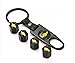 Chevy Black Tire Stem Valve Caps and Black Keychain Combo Set