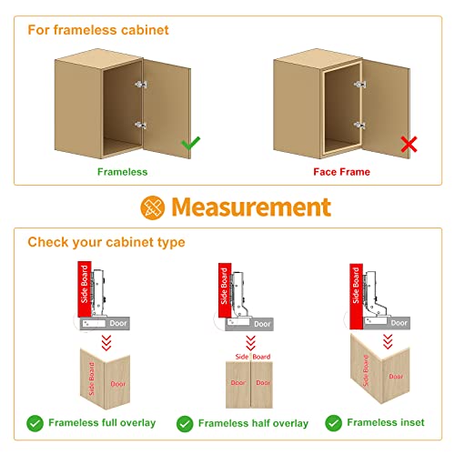 Chibery 20 Pack Frameless Soft Close Cabinet Hinge, 110 Degree Concealed European Style, 45mm Screw Center-to-Center, Full Overlay 3D Adjustable, Slow Shut, Clip-On Plate, Cupboard Door Replacement by Chibery - Used condition - Image 4