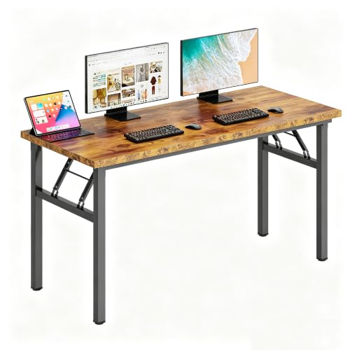 Image of DlandHome 62 Inch Large Folding Computer Desk, Fully Assembled, Retro