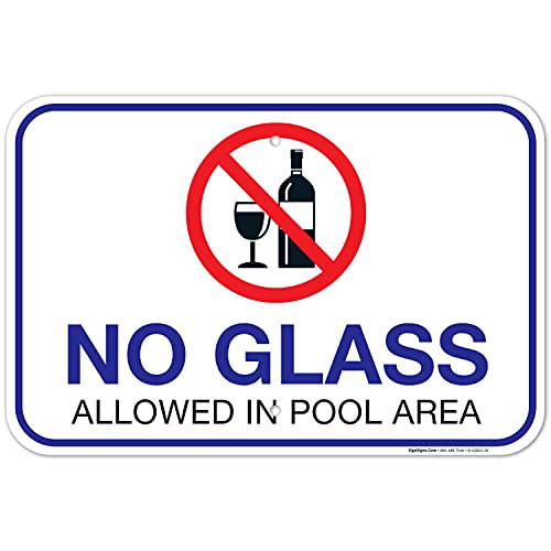 Cartel para piscina No Glass Allowed 12x18 pulgadas miniatura 1