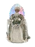 Windy Hill Collection 14' Inch Standing Coastal Aquamarine Fiber Optic Angel Lighted LED Christmas Tree Topper or Table Top 594126